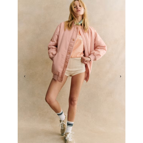 Sezane Riche Bomber Coat in Powder Pink M 38 US 6 - Picture 1 of 11